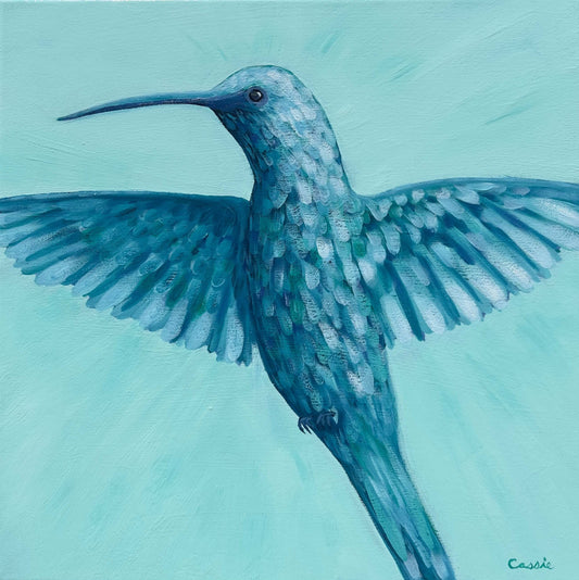 Quiet Wonder – Original Hummingbird Oil Painting by Cassie Holmes