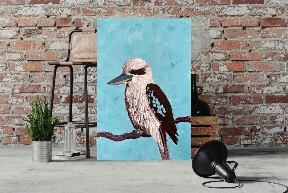 Ruffled Beauty – Original Kookaburra Oil Painting by Cassie Holmes
