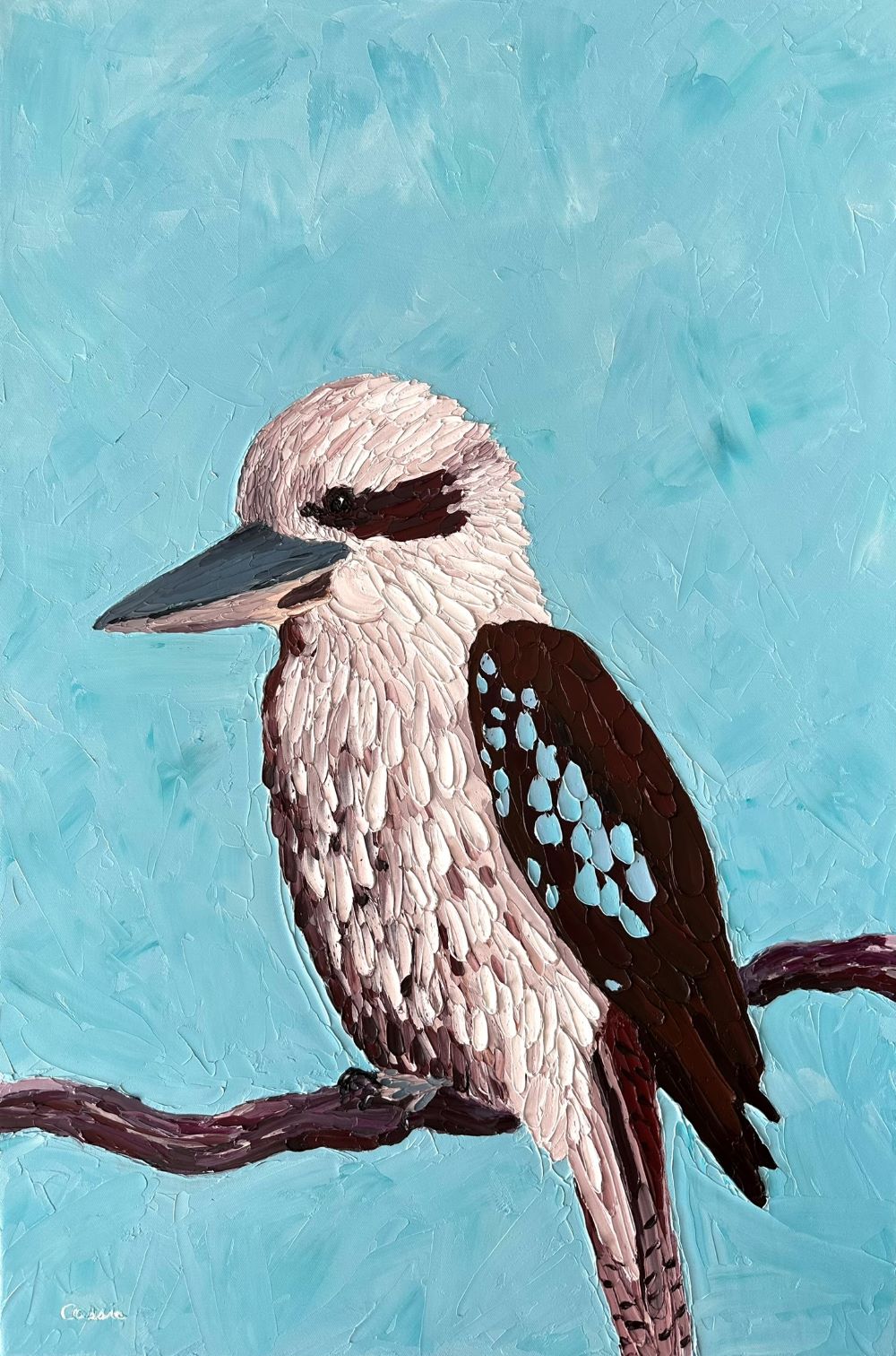 Ruffled Beauty – Original Kookaburra Oil Painting by Cassie Holmes