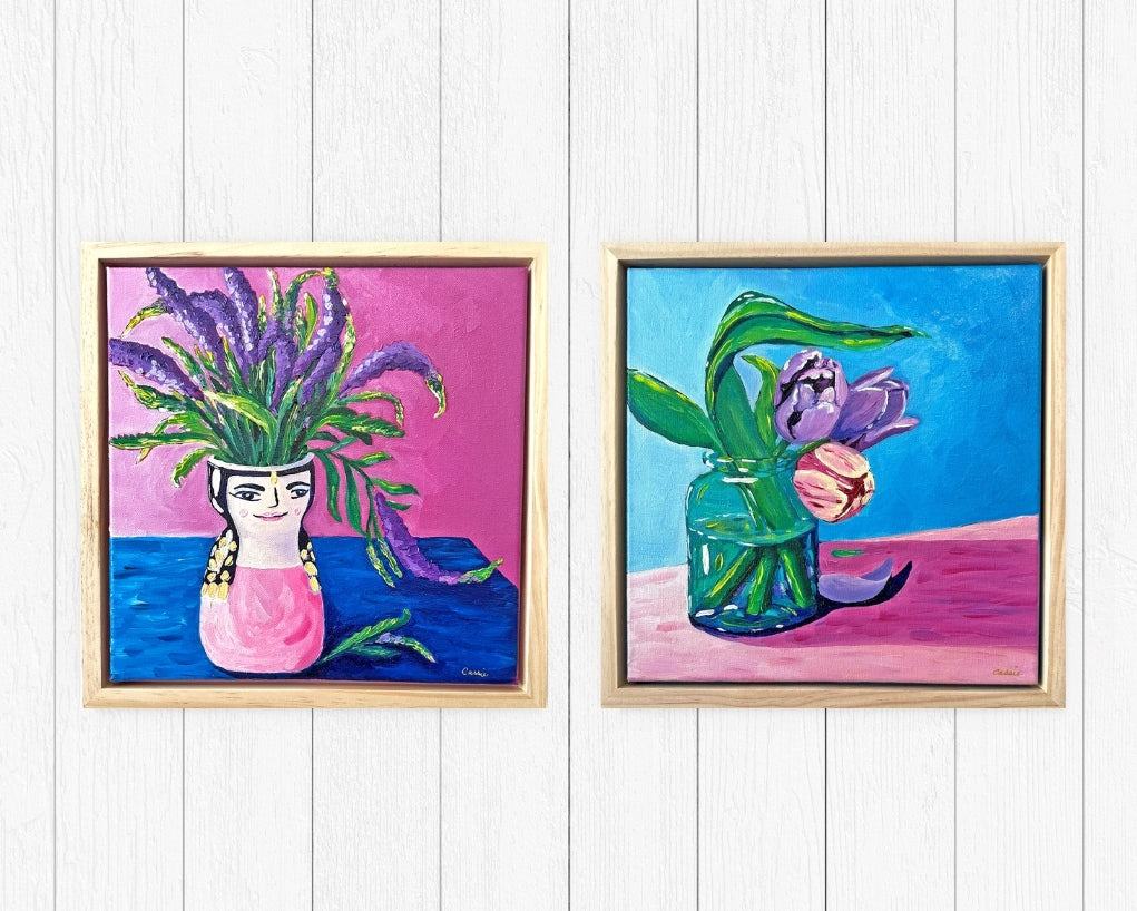Sheltered Tulips – Original Tulip Oil Painting by Cassie Holmes