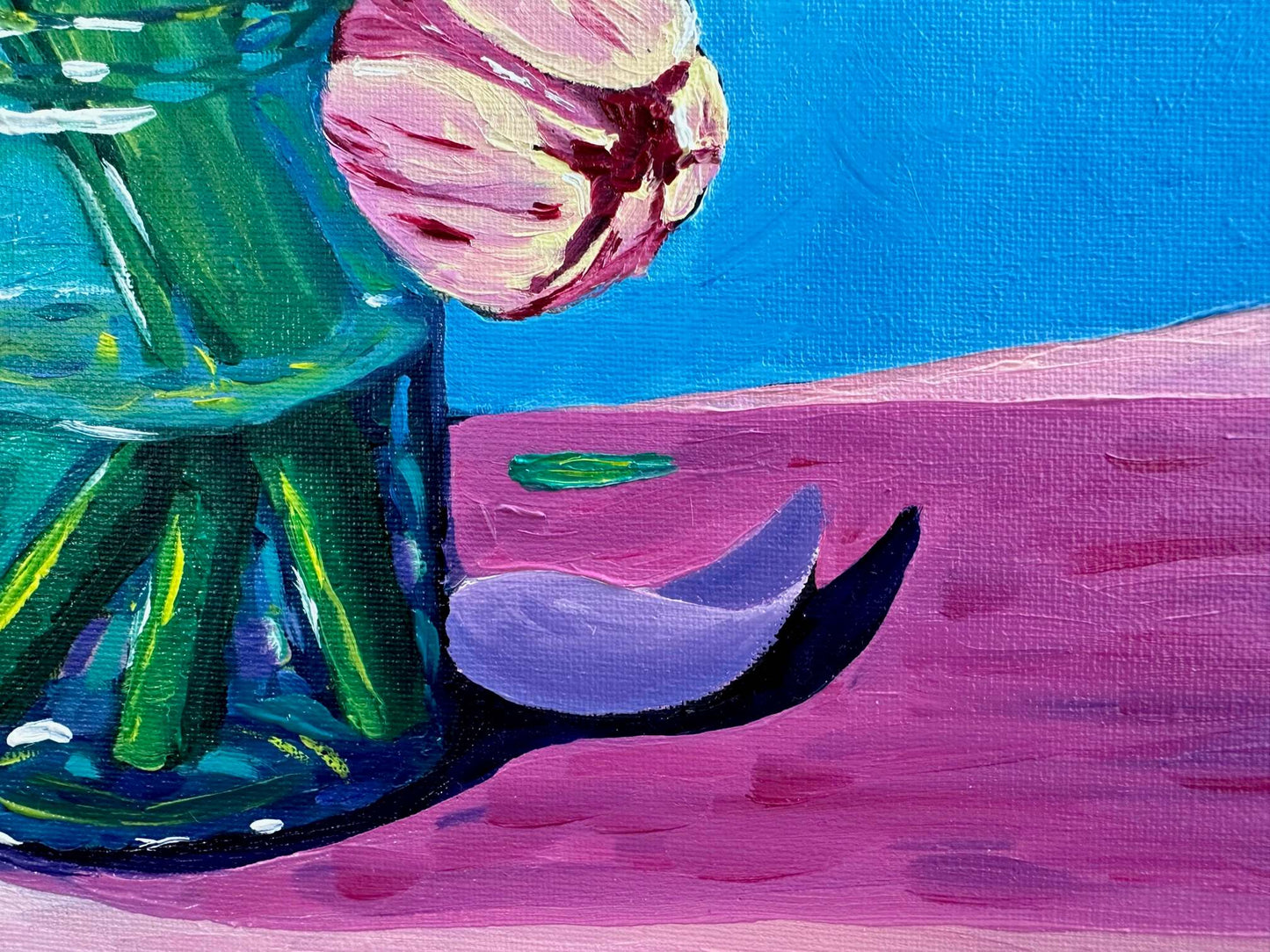Sheltered Tulips – Original Tulip Oil Painting by Cassie Holmes
