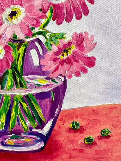 Sweet Pink – Floral Still Life Oil Painting by Cassie Holmes