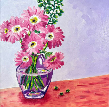 Sweet Pink – Floral Still Life Oil Painting by Cassie Holmes