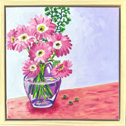 Sweet Pink – Floral Still Life Oil Painting by Cassie Holmes