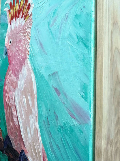 The Major – Original Pink Cockatoo Oil Painting by Cassie Holmes