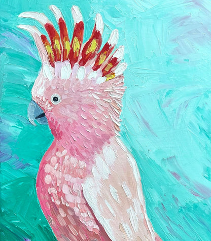 The Major – Original Pink Cockatoo Oil Painting by Cassie Holmes