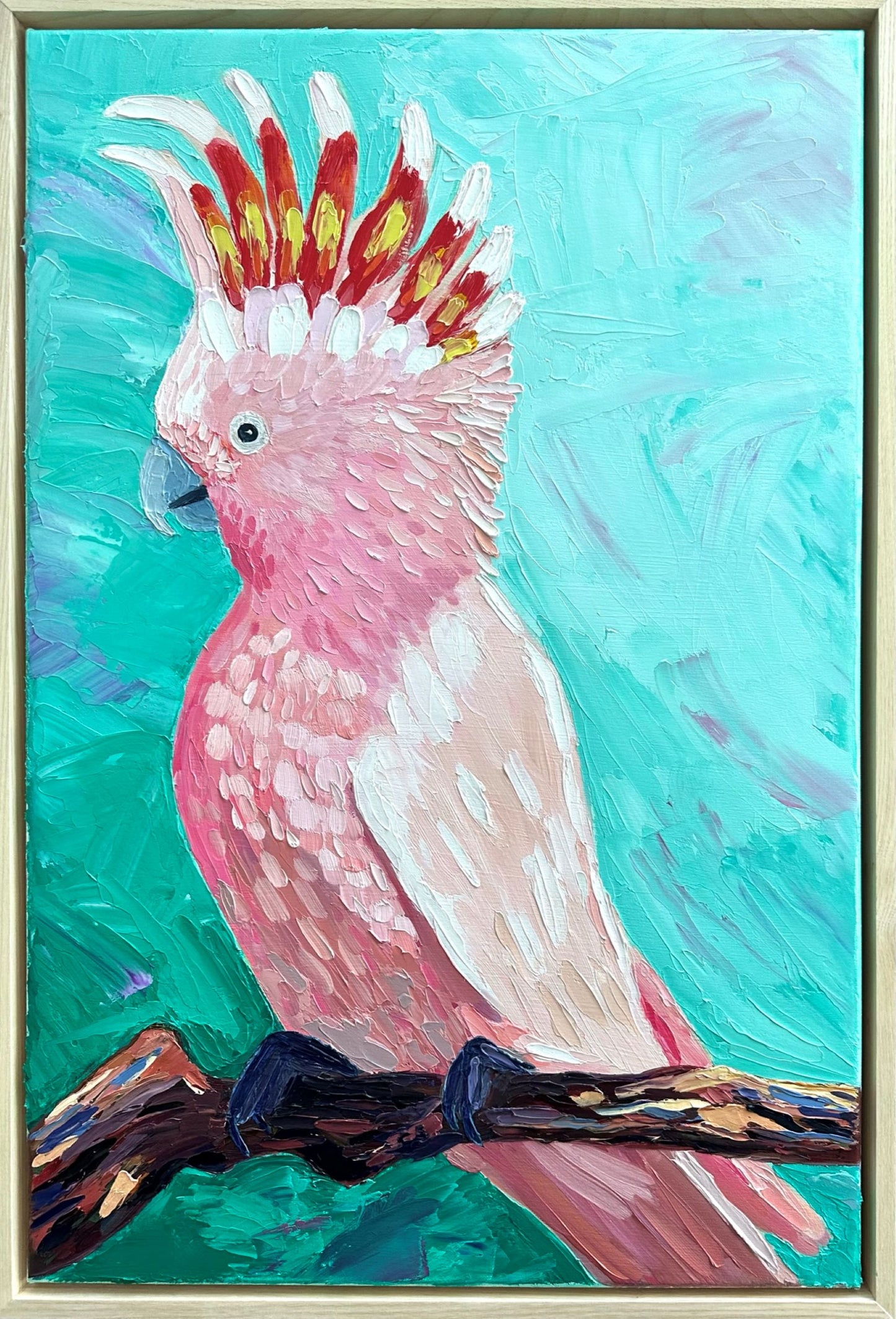The Major – Original Pink Cockatoo Oil Painting by Cassie Holmes