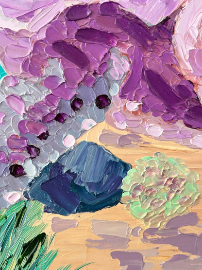 Travelling Turtle – Colourful Turtle Oil Painting by Cassie Holmes