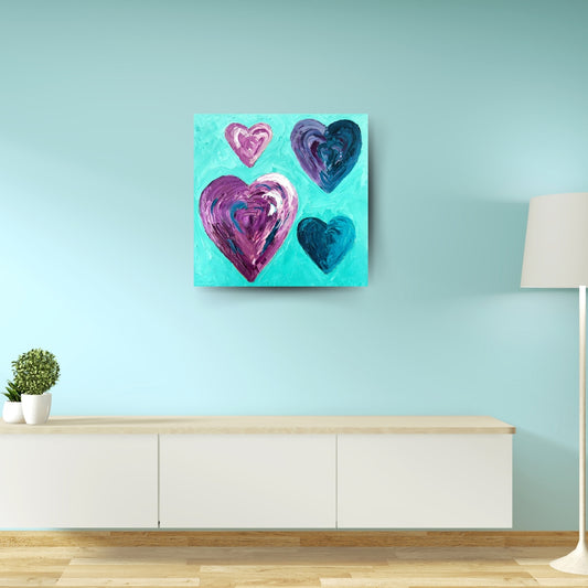 Travelling Hearts – Colourful Oil Painting by Cassie Holmes