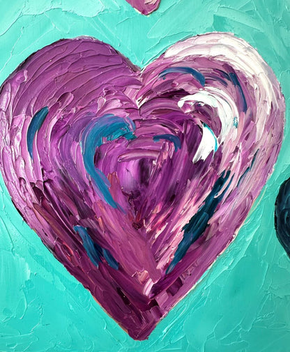 Travelling Hearts – Colourful Oil Painting by Cassie Holmes