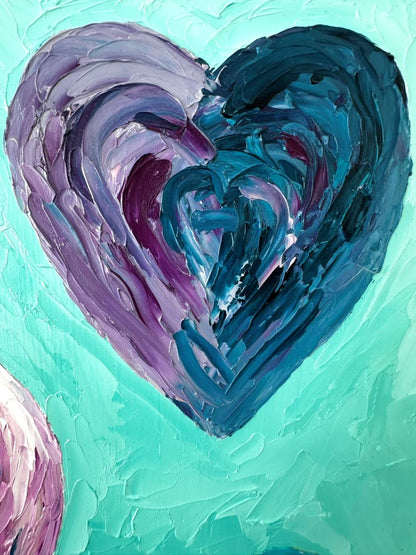 Travelling Hearts – Colourful Oil Painting by Cassie Holmes