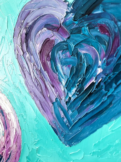 Travelling Hearts – Colourful Oil Painting by Cassie Holmes
