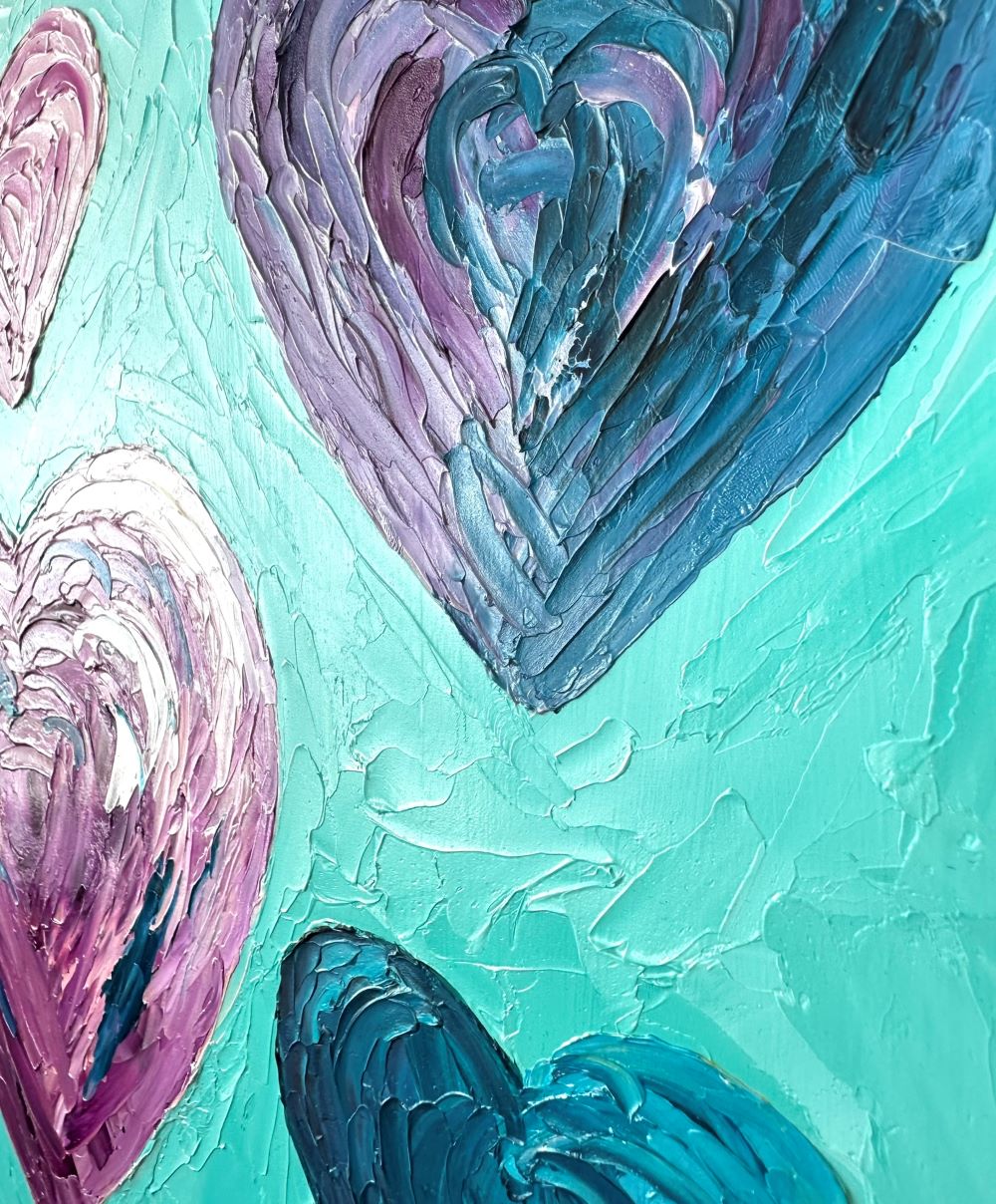 Travelling Hearts – Colourful Oil Painting by Cassie Holmes