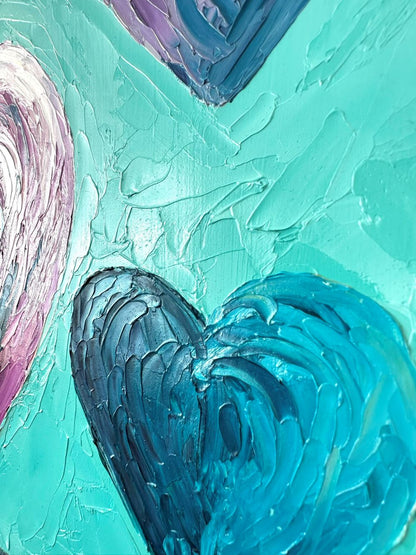 Travelling Hearts – Colourful Oil Painting by Cassie Holmes