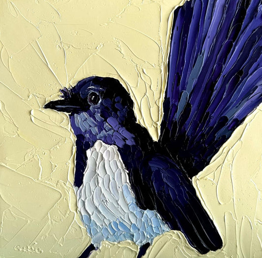 Wanda – Willie Wagtail Oil Painting by Cassie Holmes