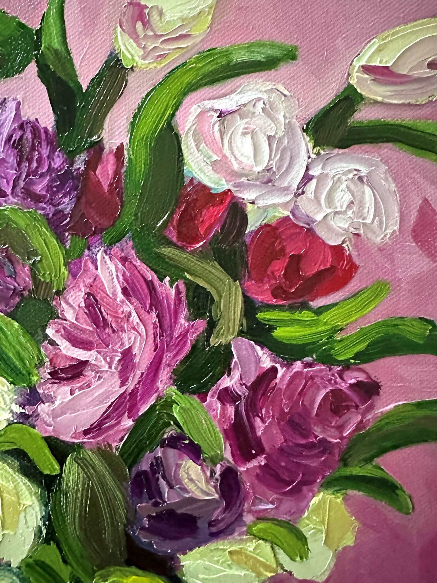 Whispers of Love – Textured Floral Oil Painting by Cassie Holmes