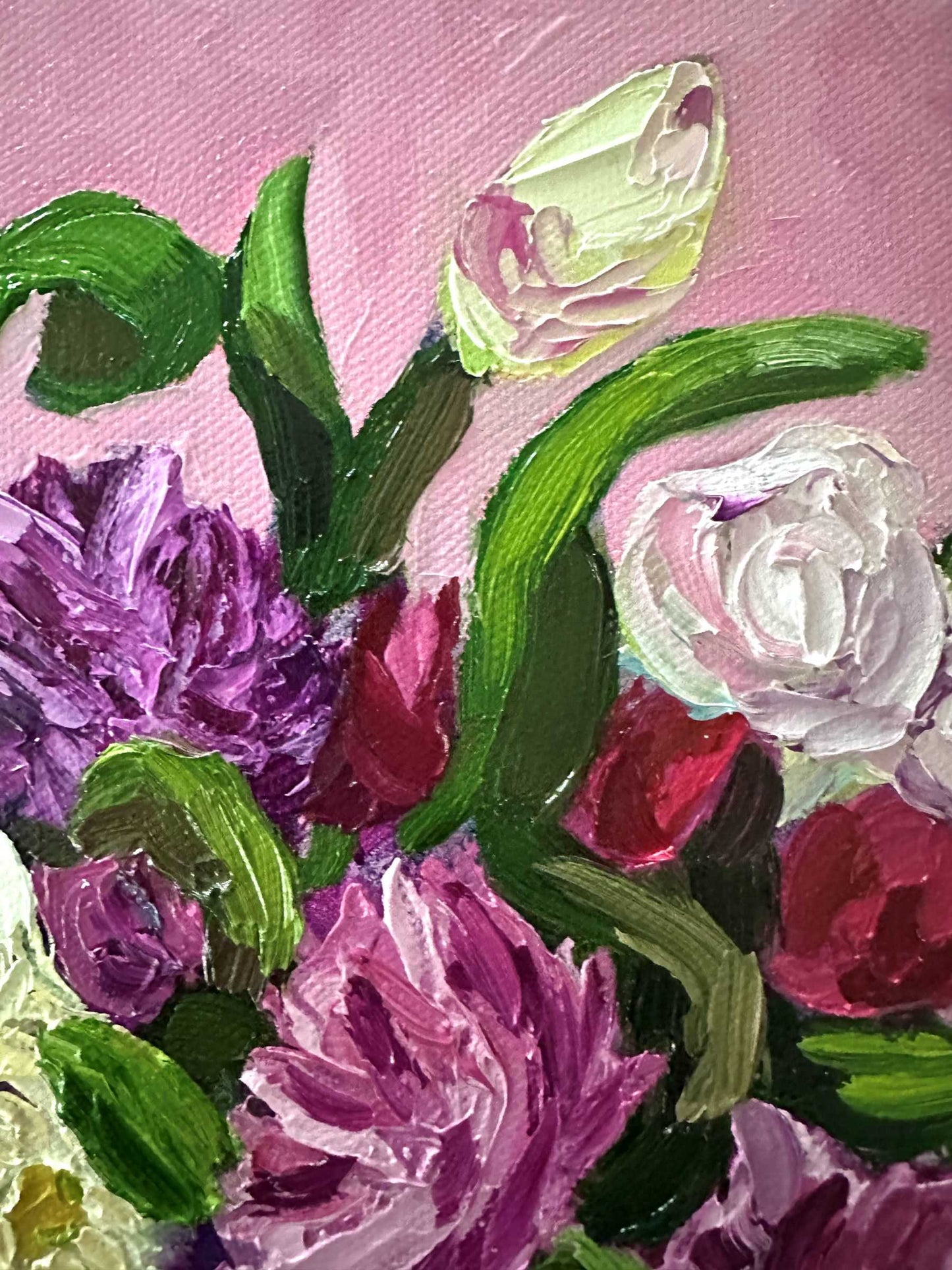 Whispers of Love – Textured Floral Oil Painting by Cassie Holmes