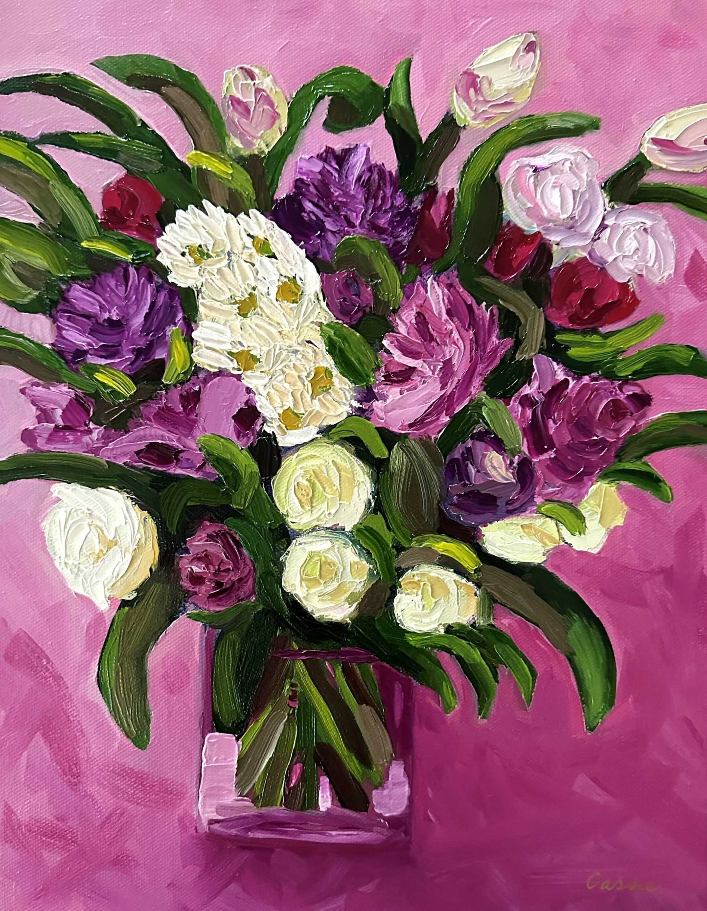 Whispers of Love – Textured Floral Oil Painting by Cassie Holmes